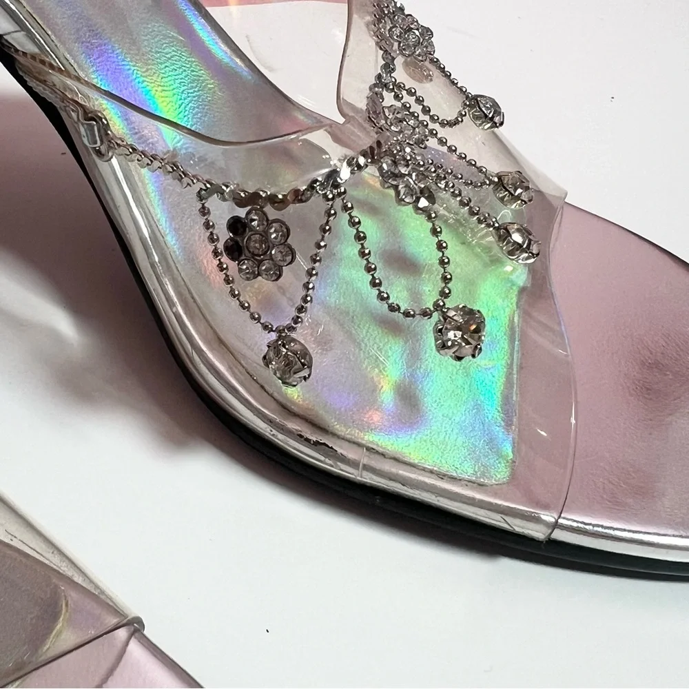 Vintage 90s Y2K 2000s holographic bling platform heels